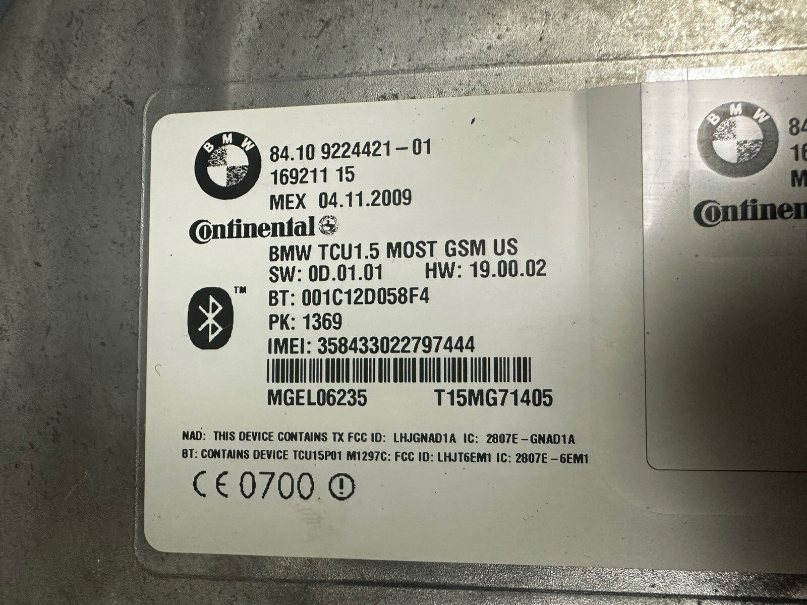 2009-2010 BMW 5 SERIES BLUETOOTH TELEMATIC UNIT COMMUNICATION CONTROL MODULE OEM