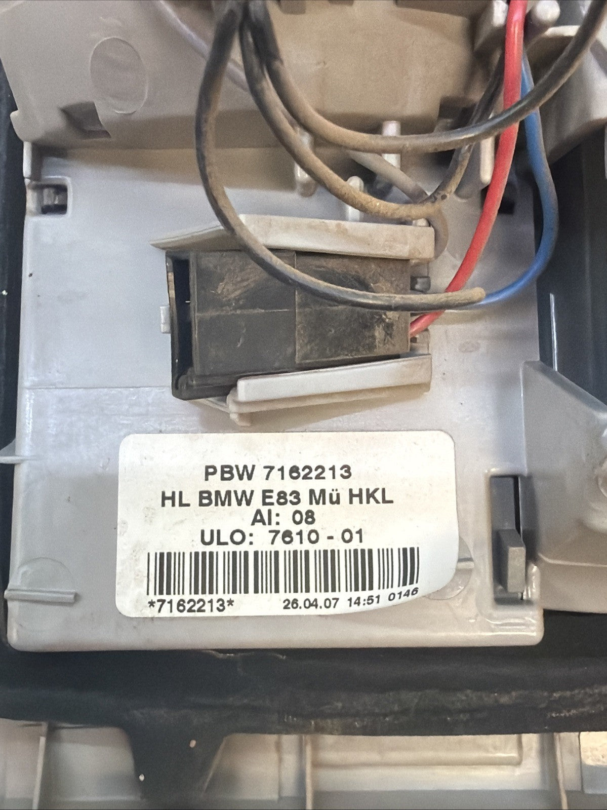 07 08 09 10 BMW X3 LH INNER TAIL LAMP Driver Side 7162213