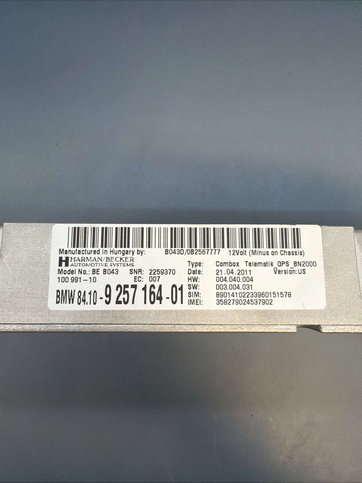 BMW 2010-2016 1/3 SERIES X1 X5 X6 Z4 GPS TELEMATICS CONTROL MODULE TCU 9257164