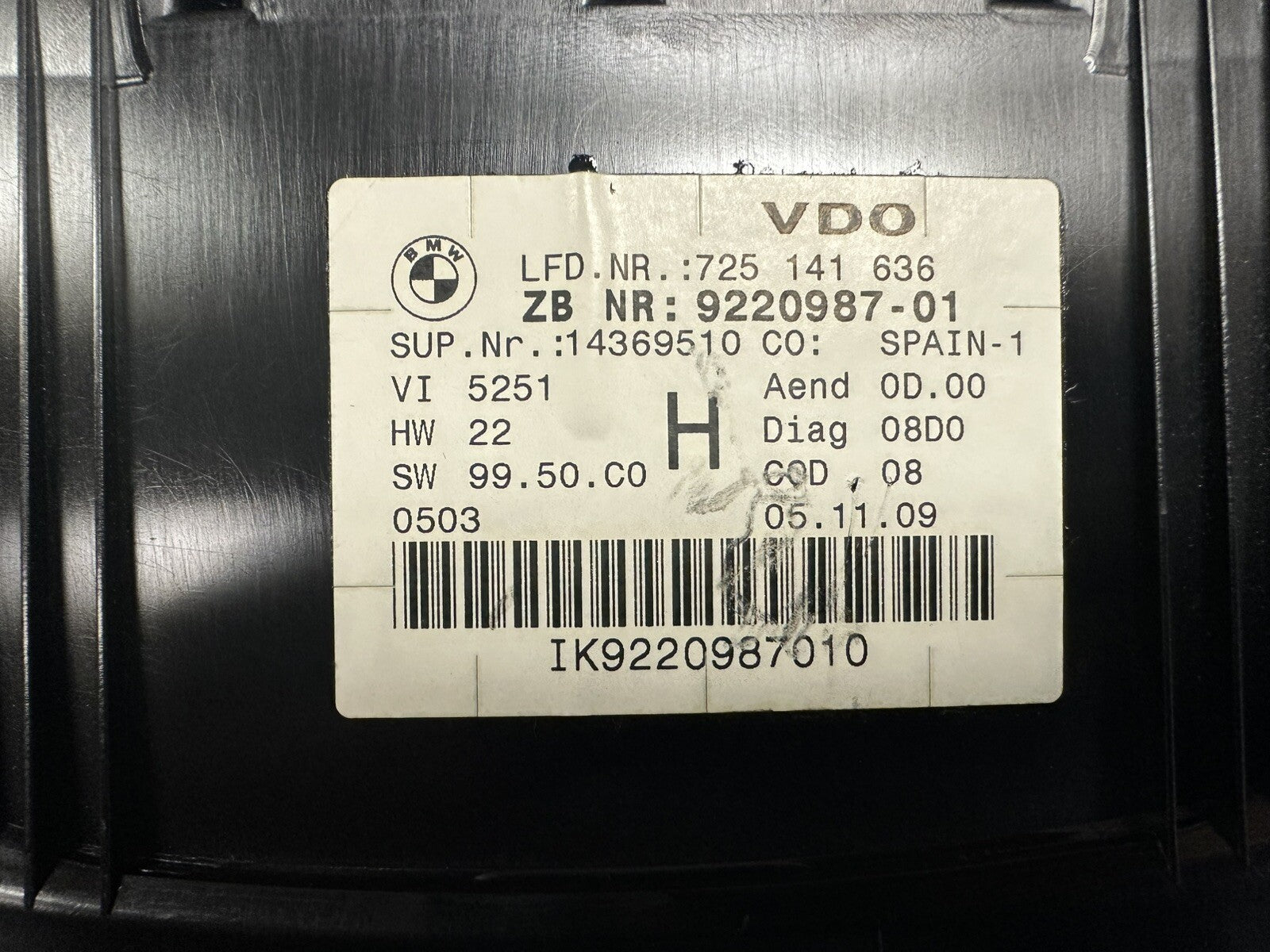 2007 - 2010 BMW E90 E92 E93 335I N54 SPEEDOMETER INSTRUMENT CLUSTER OEM 9220987
