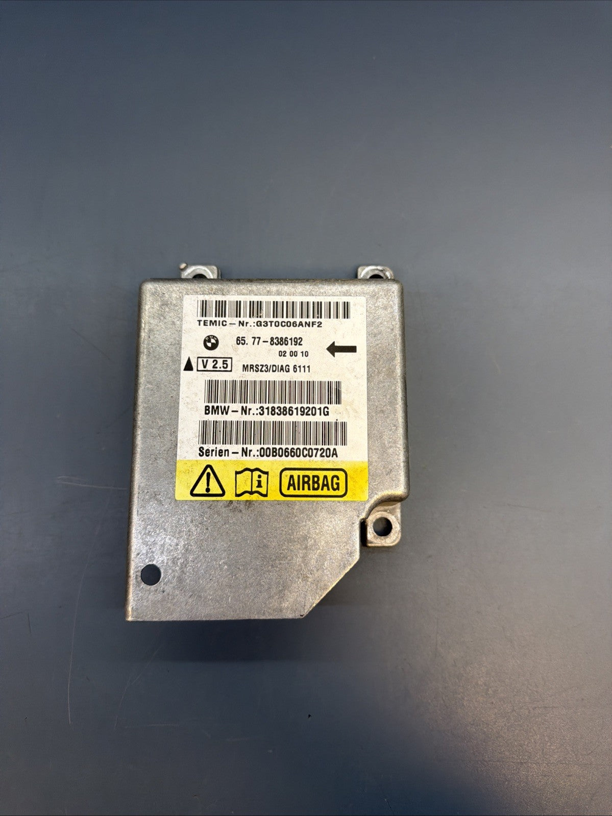 2000 BMW Z3 SRS Control Module 65778386192 OEM