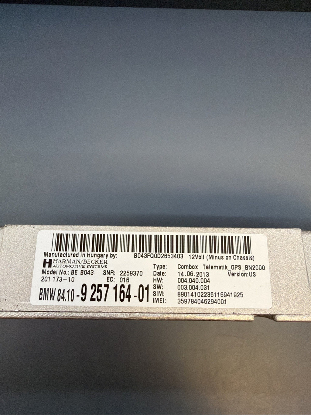 BMW 2010-2016 1/3 SERIES X1 X5 X6 Z4 GPS TELEMATICS CONTROL MODULE TCU 9257164