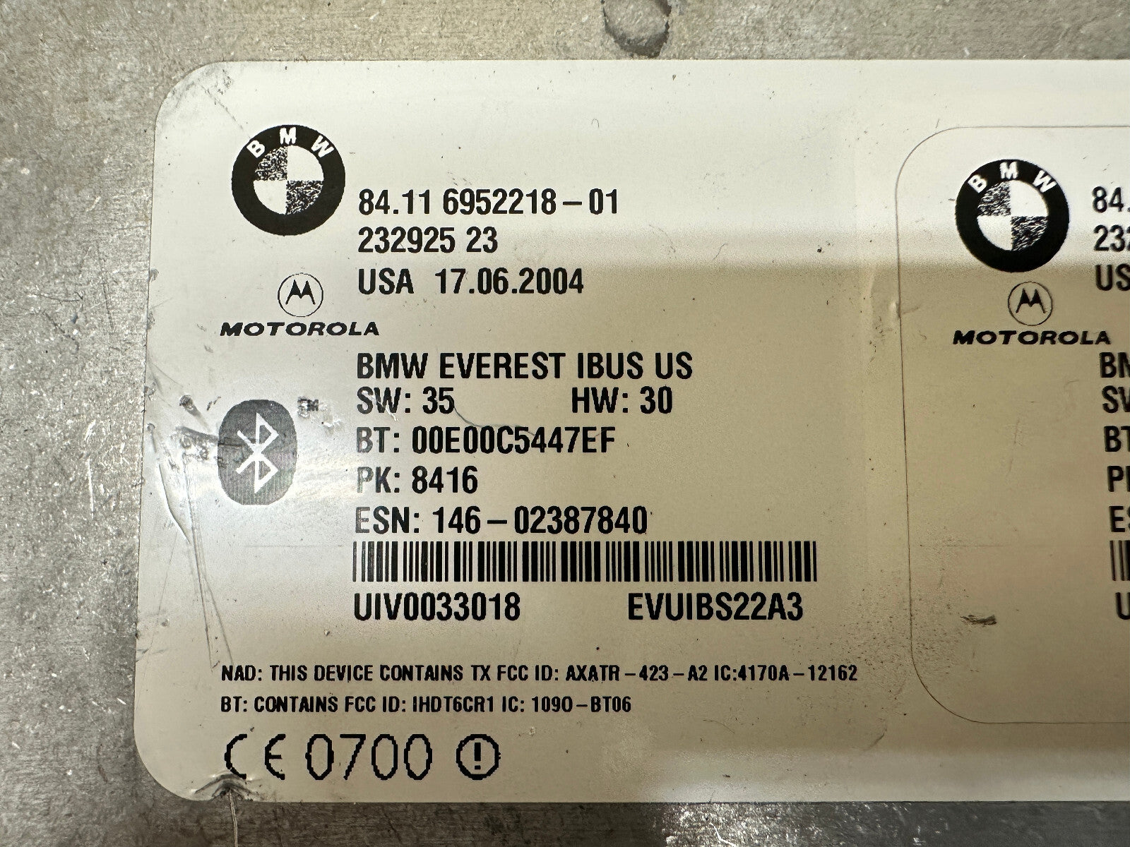 BMW 2003-2010 E83 E46 E53 X3 BLUETOOTH COMMUNICATION CONTROL MODULE OEM 6952218