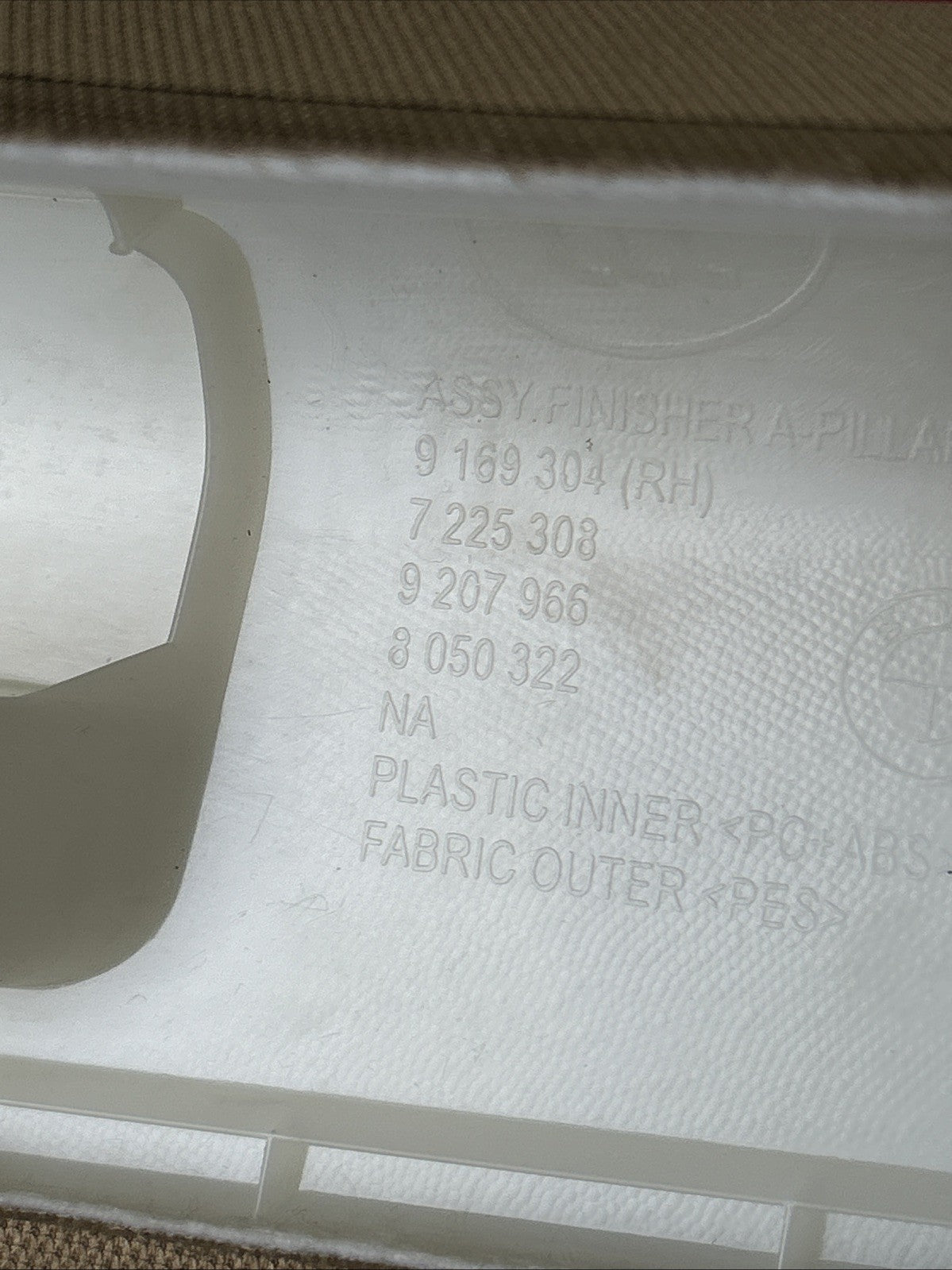 BMW 11-17 F25 X3 FRONT LEF T& RIGHT A PILLAR TRIM 9169303 9169304 BEIGE PAIR