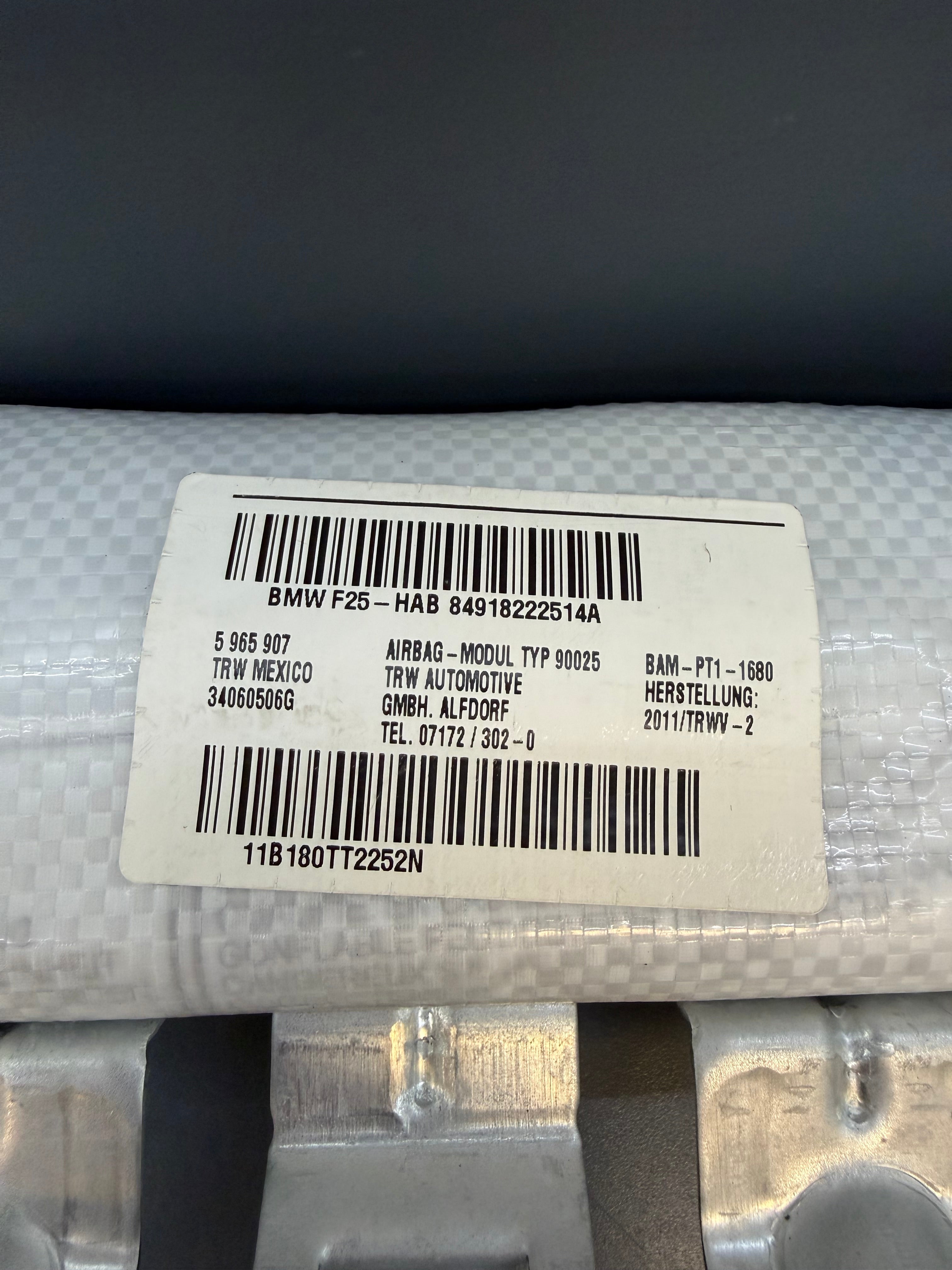 BMW F25 X3 Left driver side Curtain Airbag 84918222514A