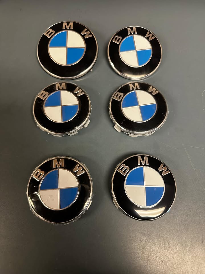 6PCS BMW 82mm 74mm Original Hood Trunk Wheels Hub Cover Emblem Logos Blue