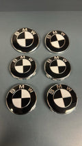 6PCS BMW 82mm 74mm Hood Trunk Wheels Hub Cover Emblem Logos Black/White