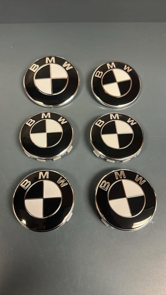 6PCS BMW 82mm 74mm Hood Trunk Wheels Hub Cover Emblem Logos Black/White
