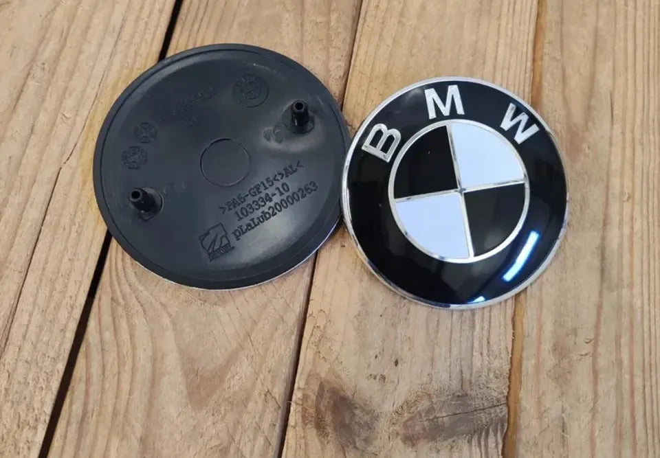 2 PCS BMW 82mm 74mm Hood Trunk Emblem Logos Black/White