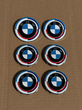 6PCS BMW 82mm 74mm 50 year anniversary M Heritage Hood Trunk Wheels Hub Cover Emblem Logos