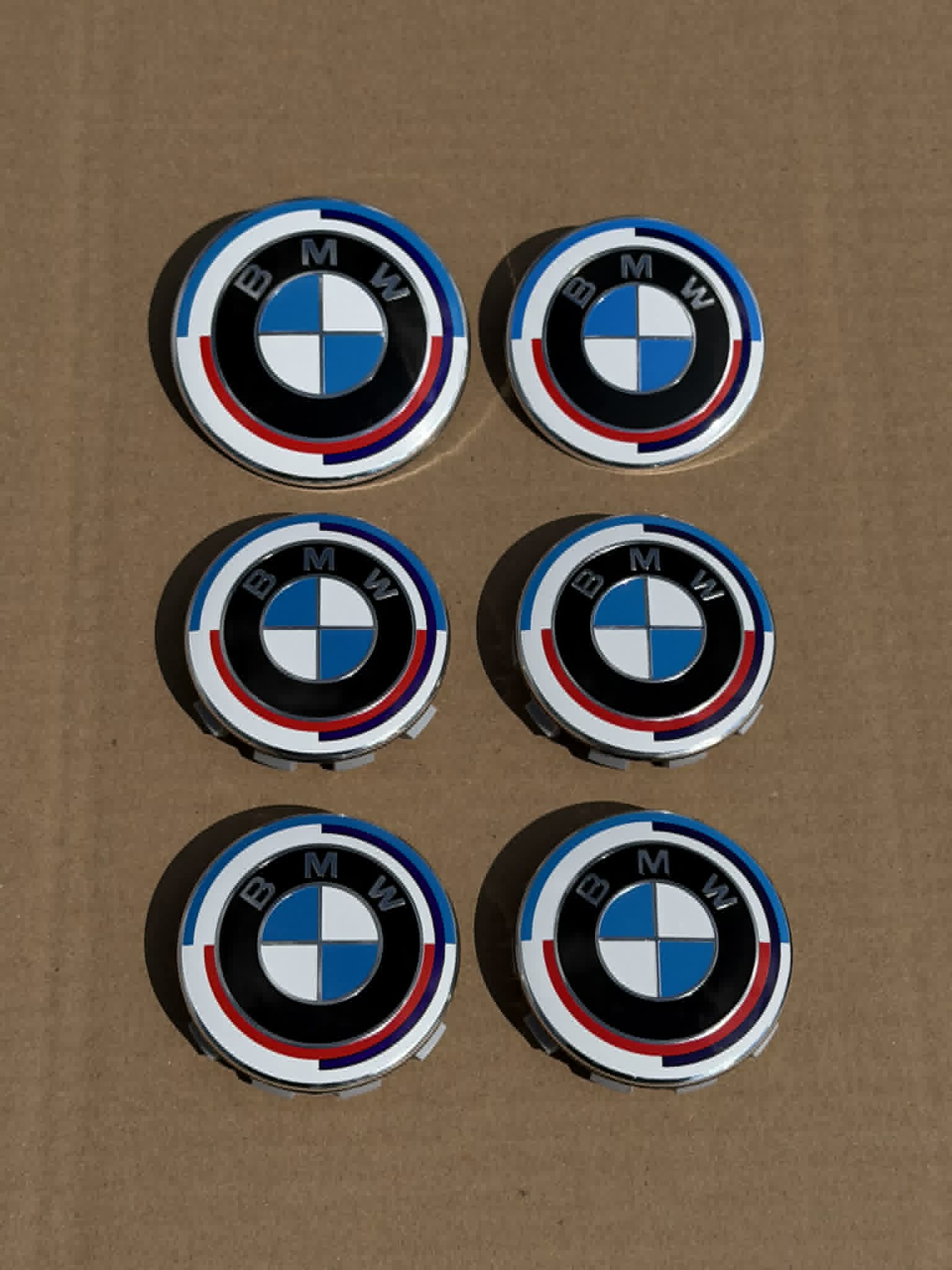 6PCS BMW 82mm 74mm 50 year anniversary M Heritage Hood Trunk Wheels Hub Cover Emblem Logos