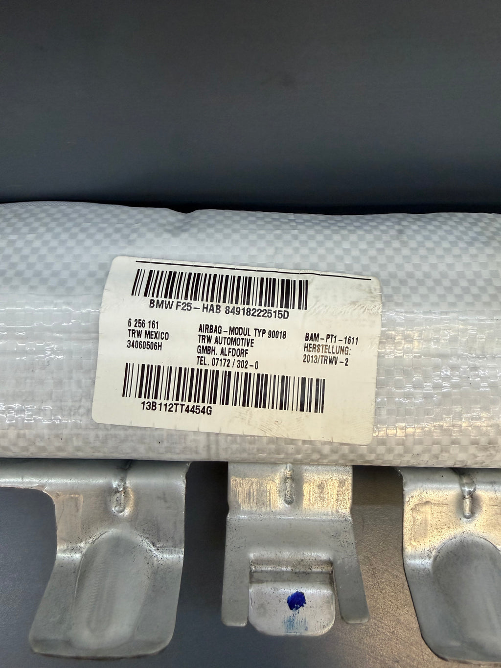 BMW F25 X3i Left driver side Airbag curtain 6256161