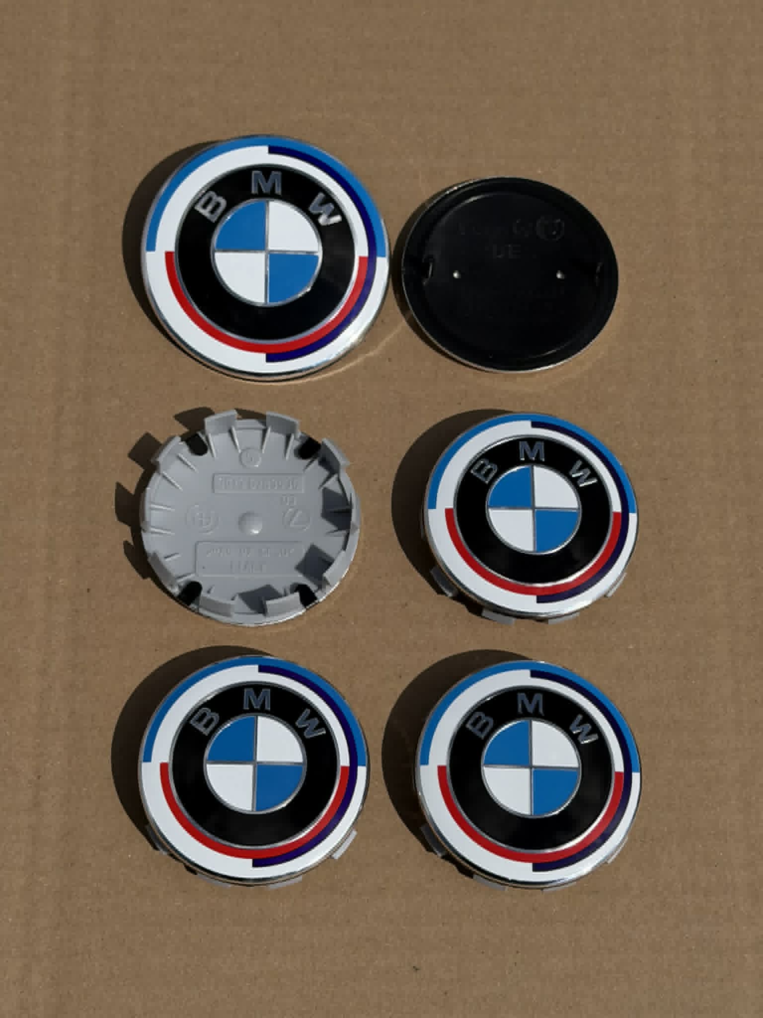 6PCS BMW 82mm 74mm 50 year anniversary M Heritage Hood Trunk Wheels Hub Cover Emblem Logos