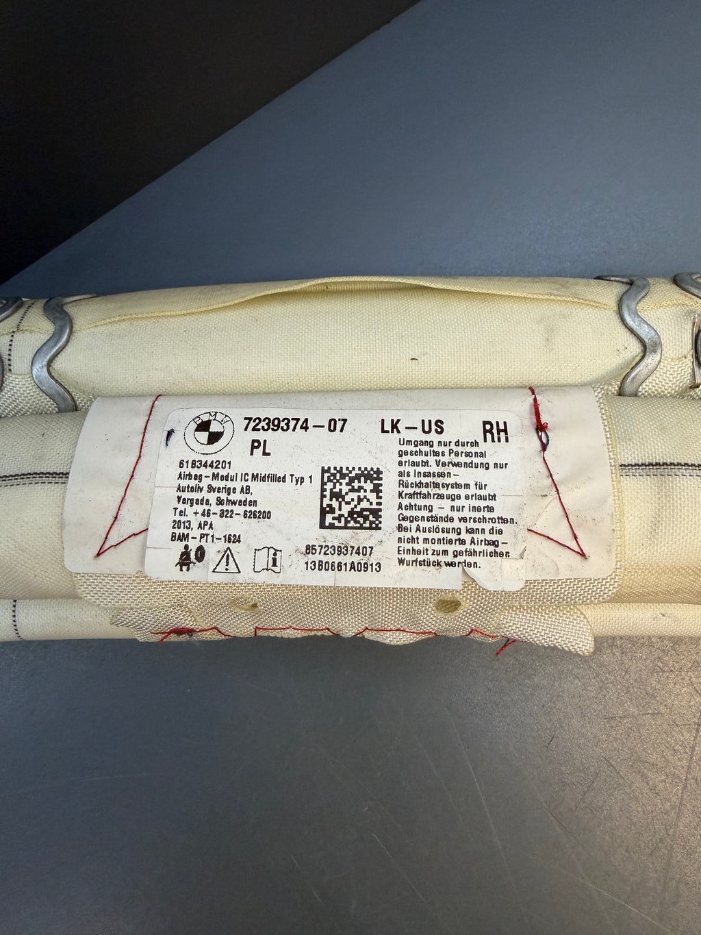 BMW F30 Right side Curtain Airbag 7239374-07