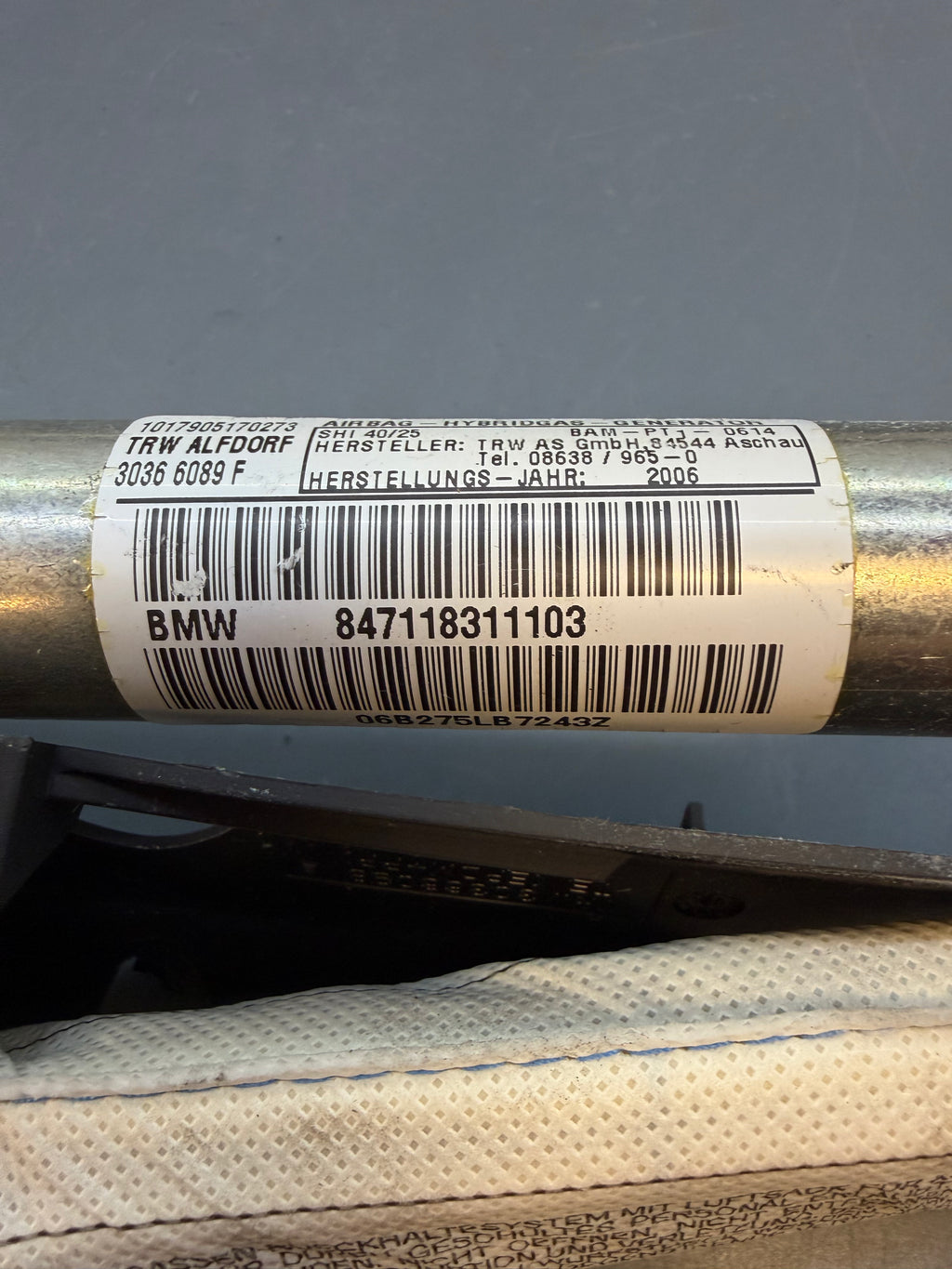 BMW E92 Left driver side Curtain Airbag 847118311103