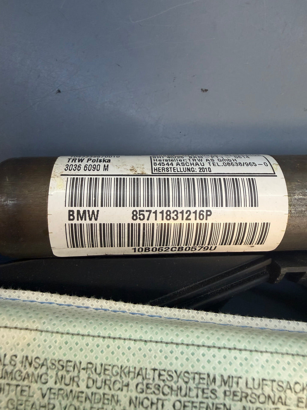 BMW E92 Right Passenger side Curtain Airbag 85711831216P