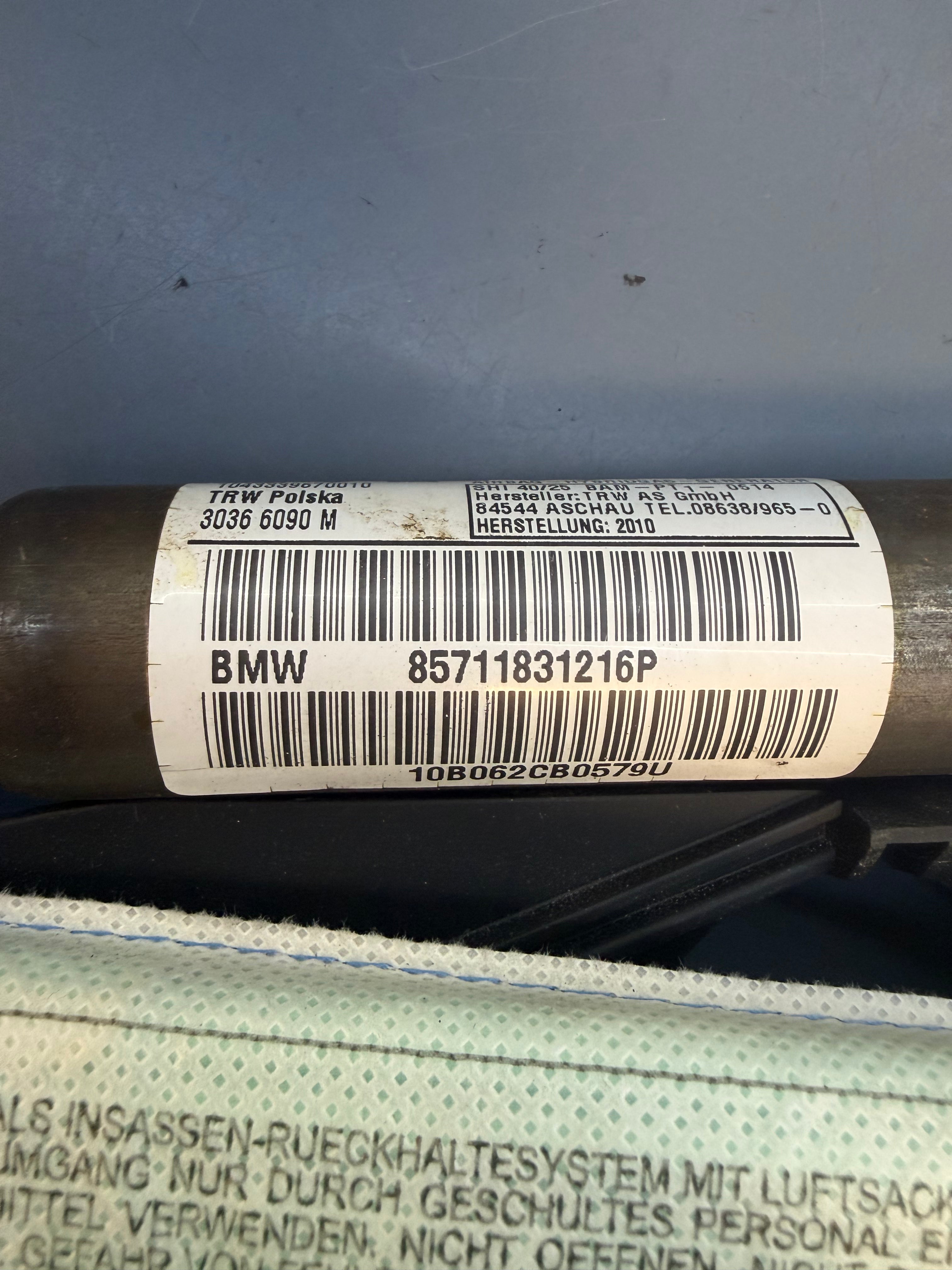 BMW E92 Right Passenger side Curtain Airbag 85711831216P