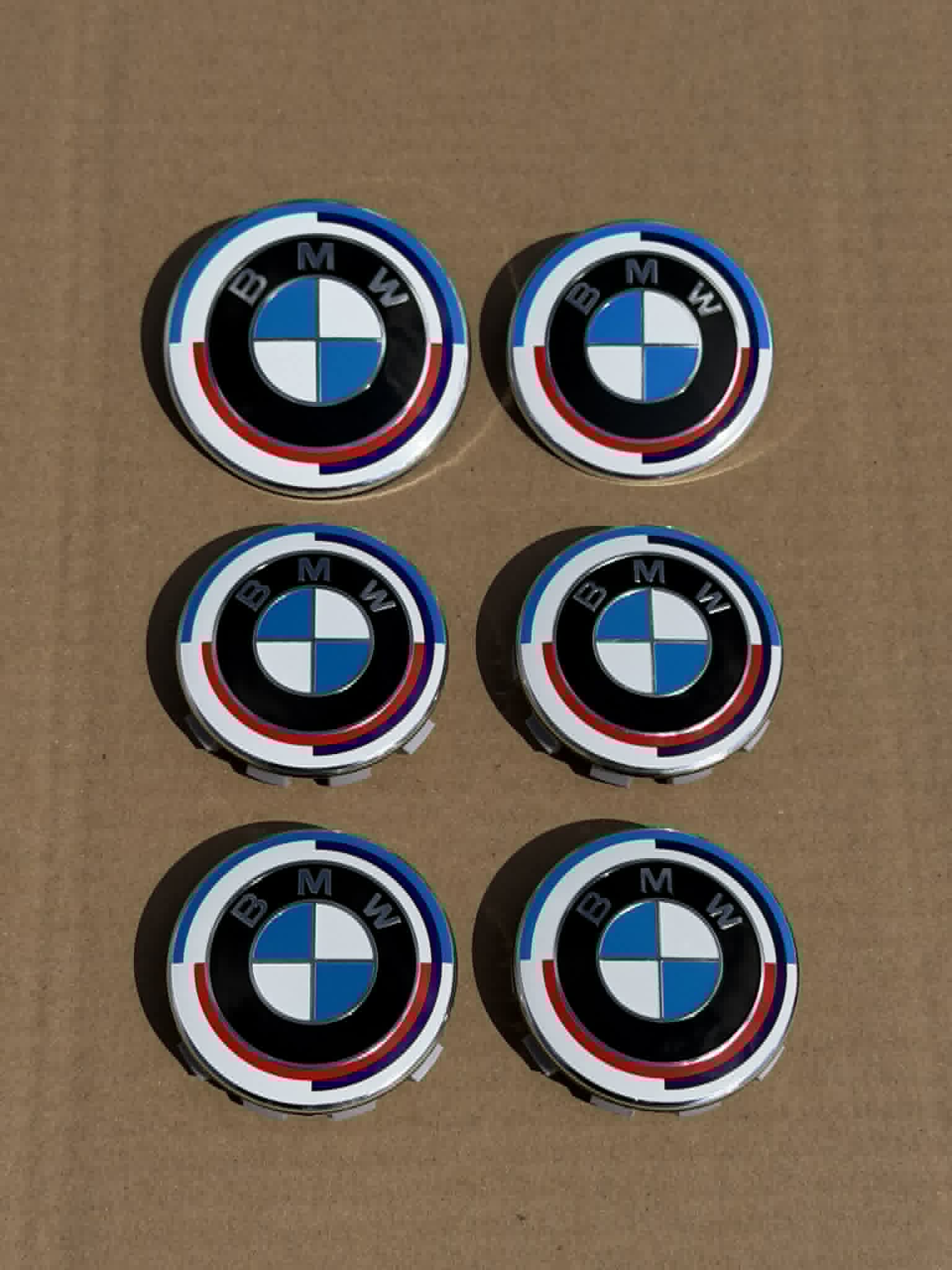 6PCS BMW 82mm 74mm 50 year anniversary M Heritage Hood Trunk Wheels Hub Cover Emblem Logos